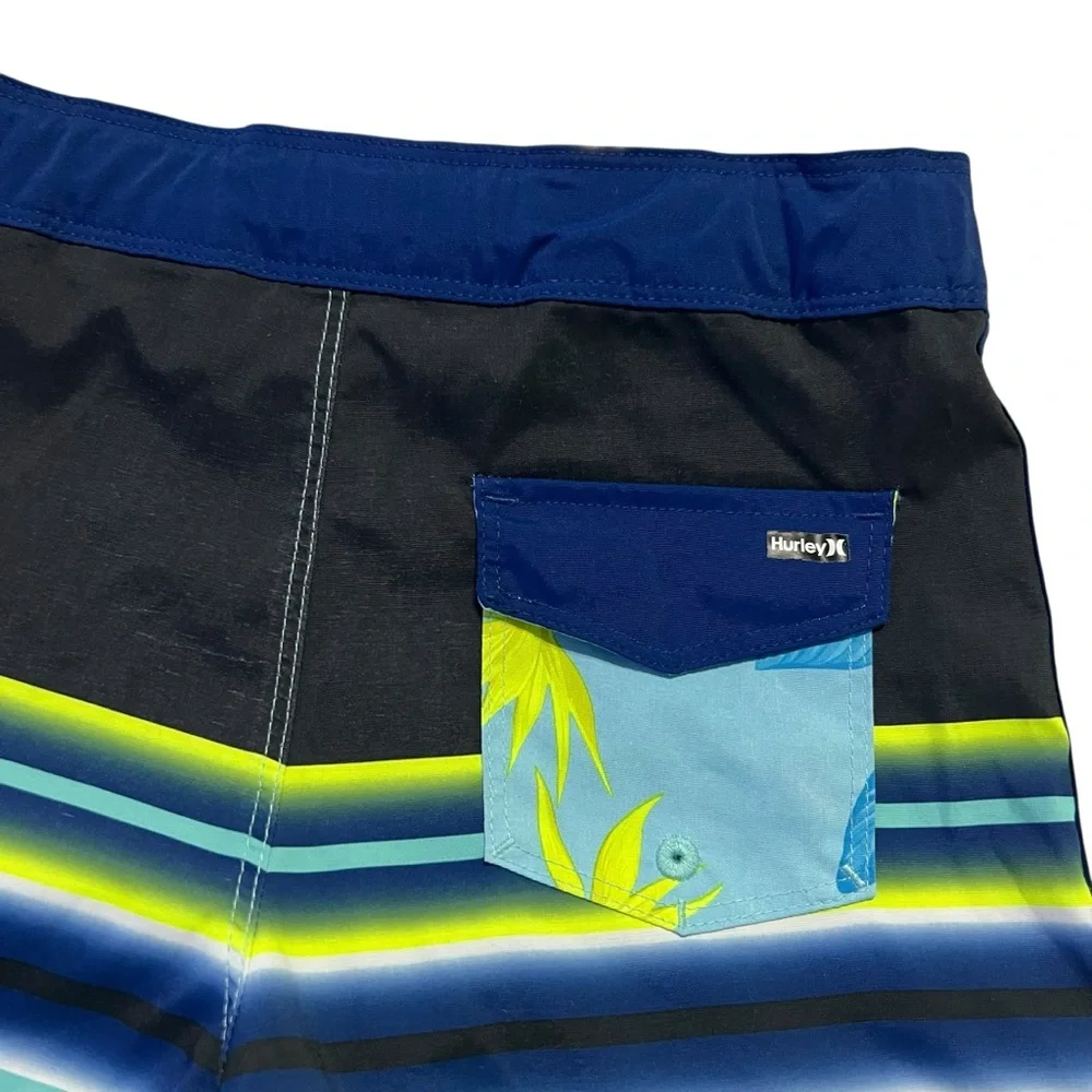 Hurley Boys 7Y Striped Board Shorts Swim Trunks